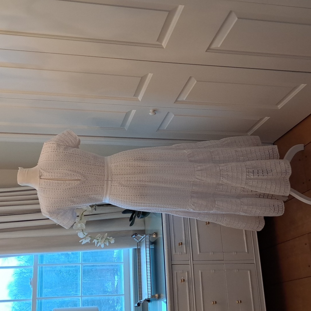 Banana Republic Womens Party/Wedding/Summer White Eyelet Lined Midi Dress S-0 - Picture 6 of 10